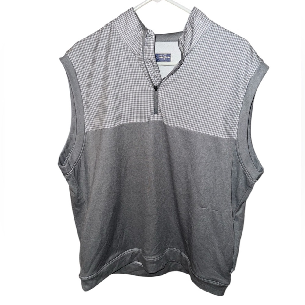 Jack Nicklaus Size XLarge 1/4 Zip Gray Block Poly Spandex Vest Golden Bear